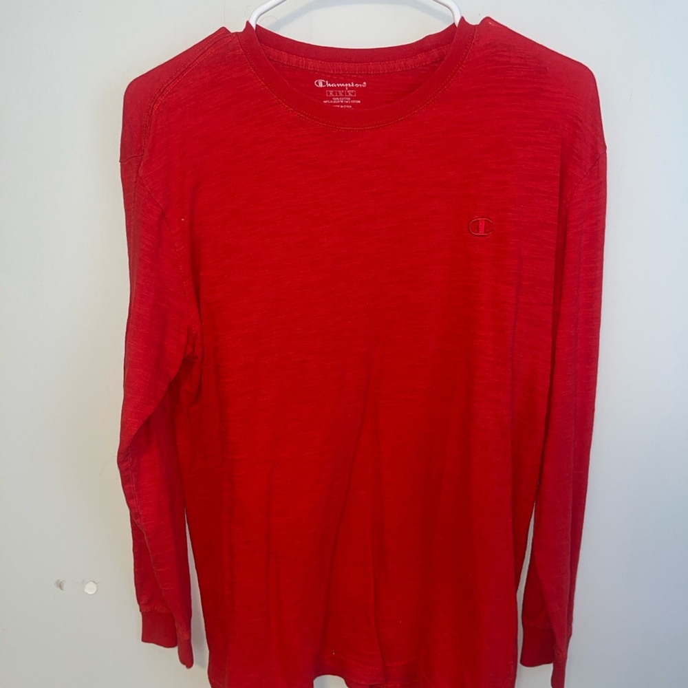 Champion Red Long Sleeve Classic Crew Neck